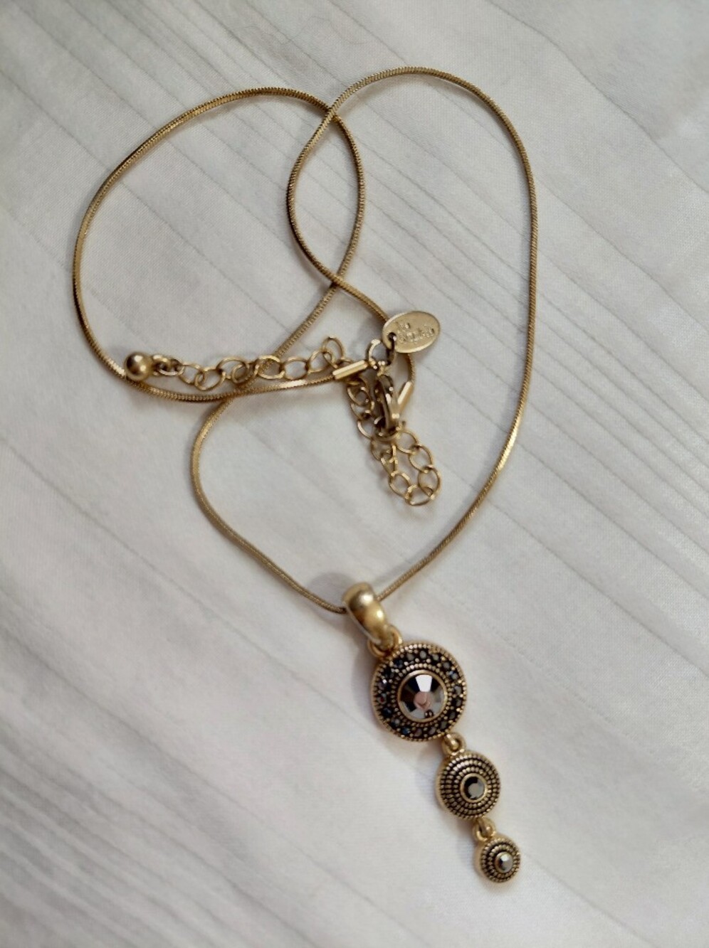 Lia Sophia Gold Marcasite Drop Necklace